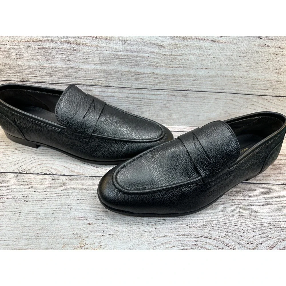 To Boot New York Adam Derrick Men's Black Pebbled Leather Loafers Size 10.5